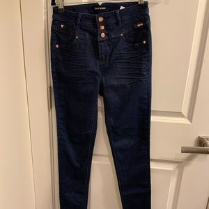 Only high rise dark blue jeans